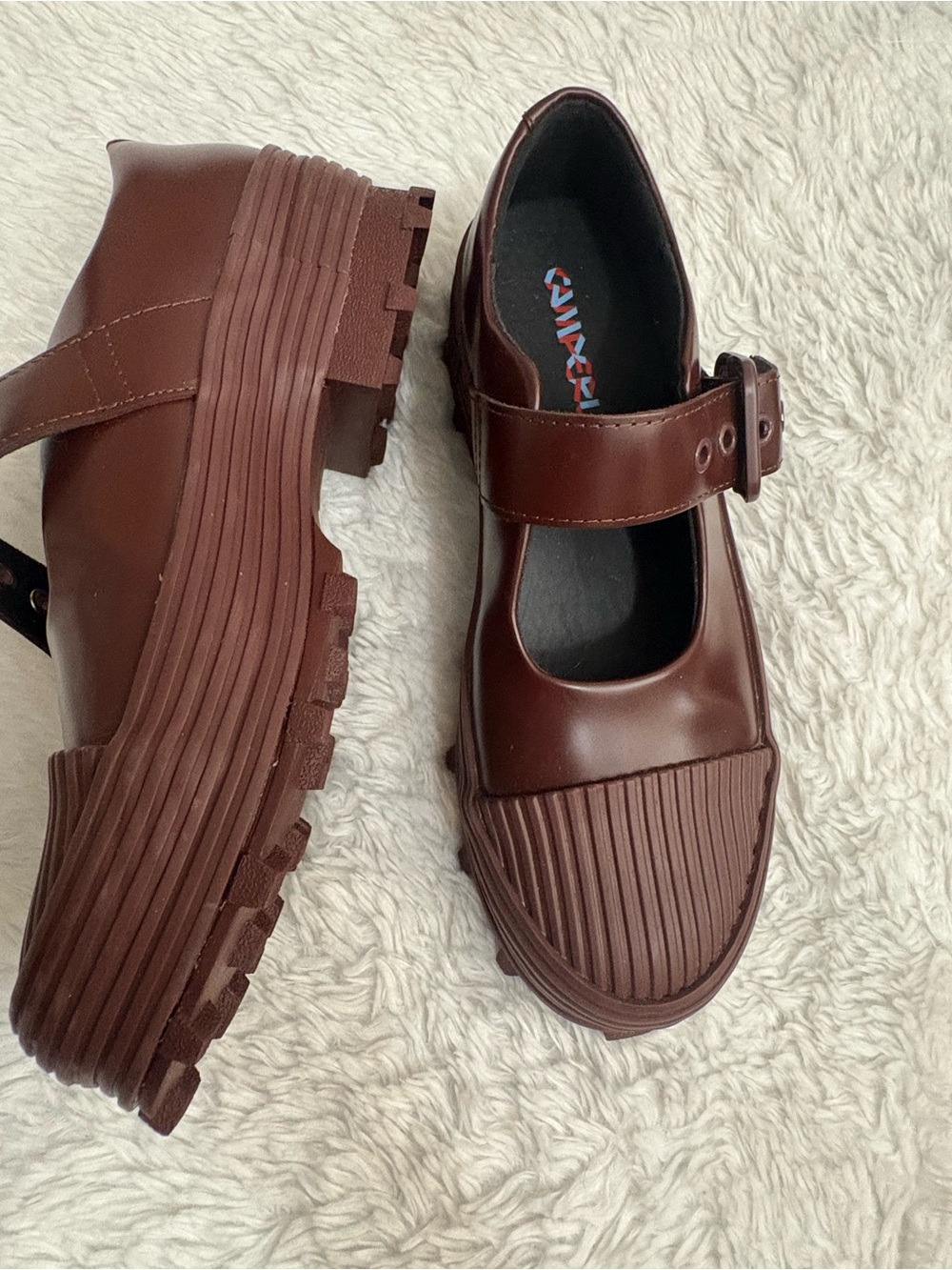 Women's Chunky Mary Jane Flats in Dark Brown
